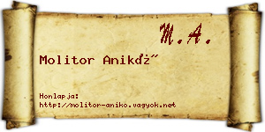 Molitor Anikó névjegykártya